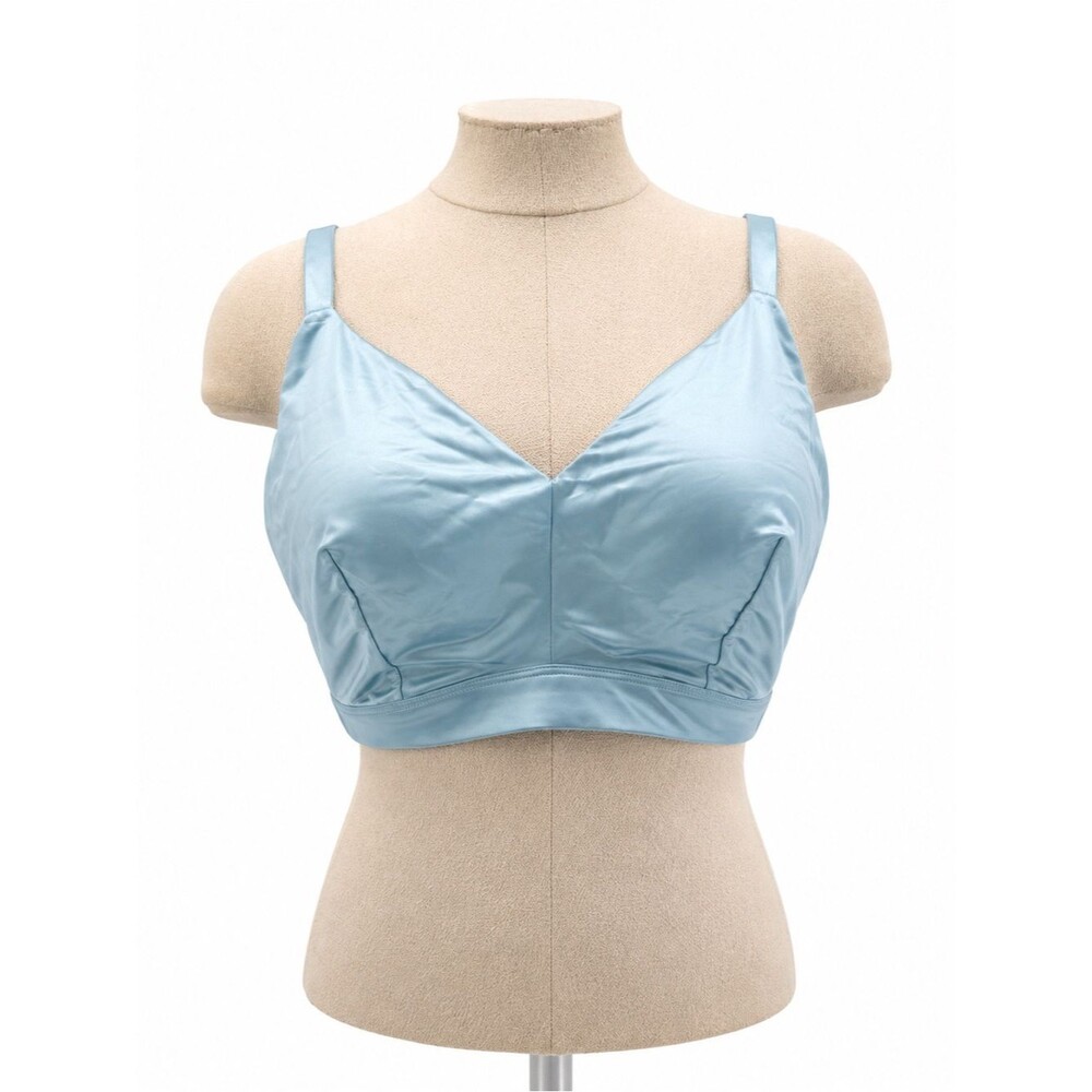 Auden Powder Blue Satin Bralette Triangle Unlined Bran Size XXL Wireless
